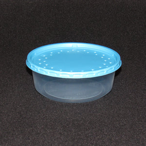 Clear Plastic Live Bait Cup - Insect Cup with Blue Lid