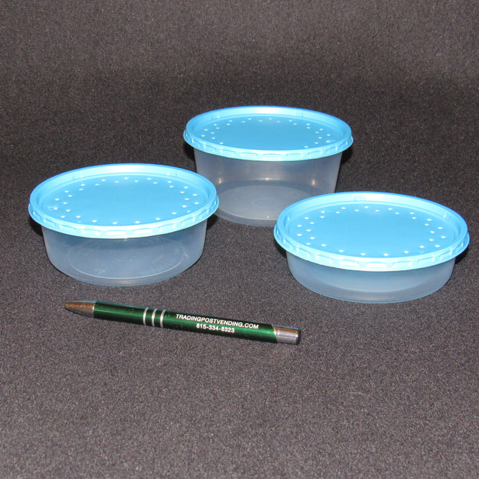Clear Bait Container with Blue Lid